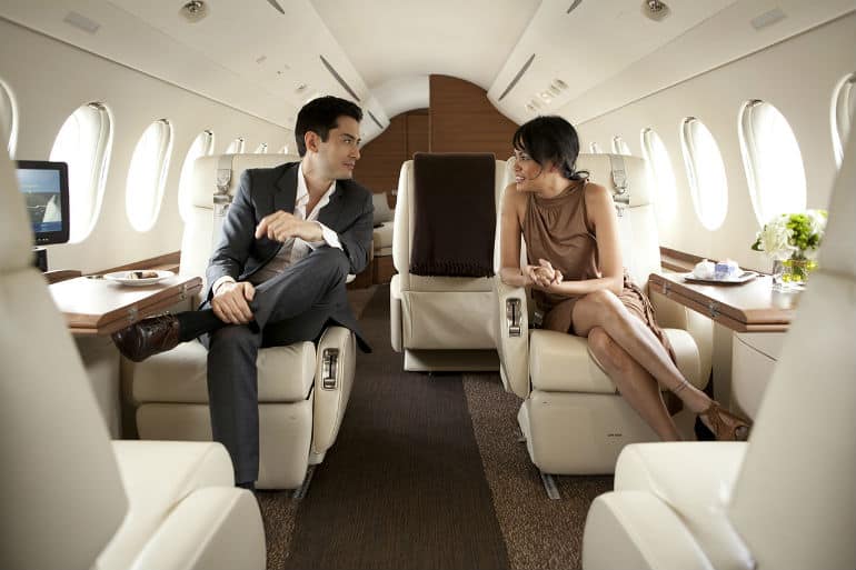 passengers chatting in private jet