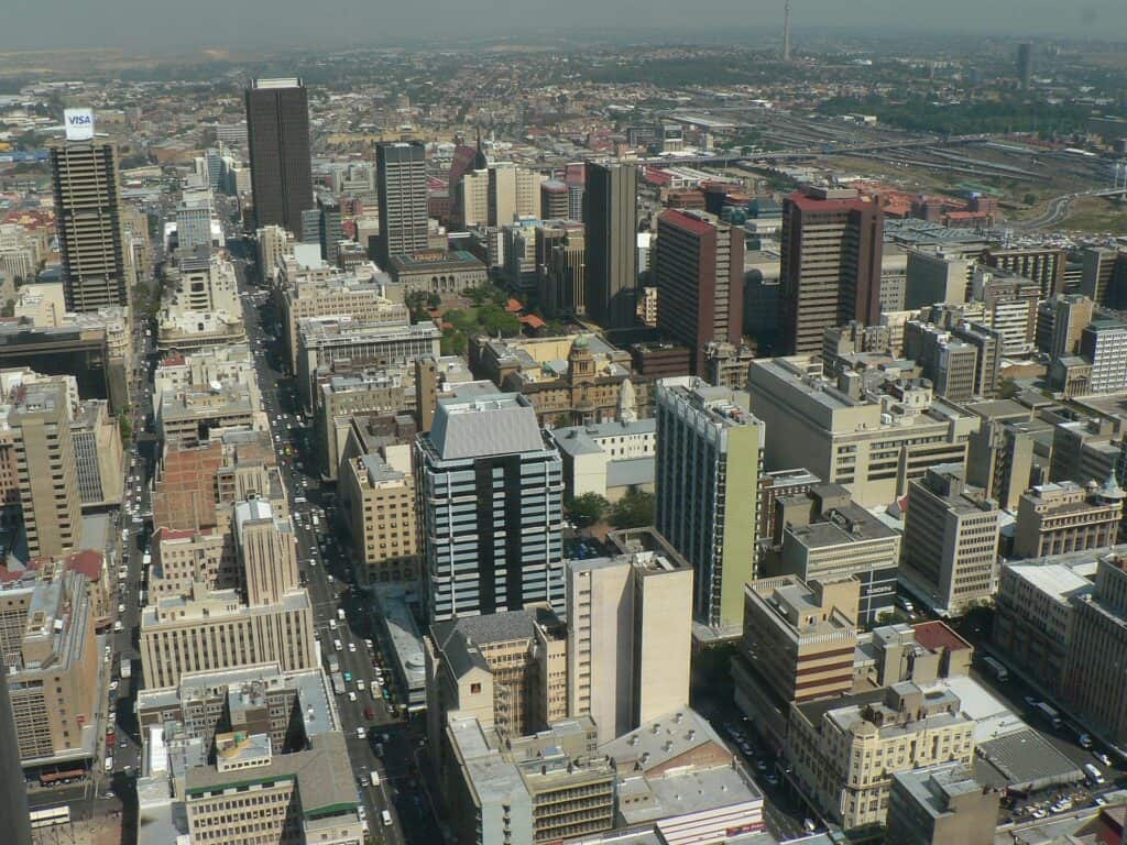 la ville de johannesburg vue d'en haut