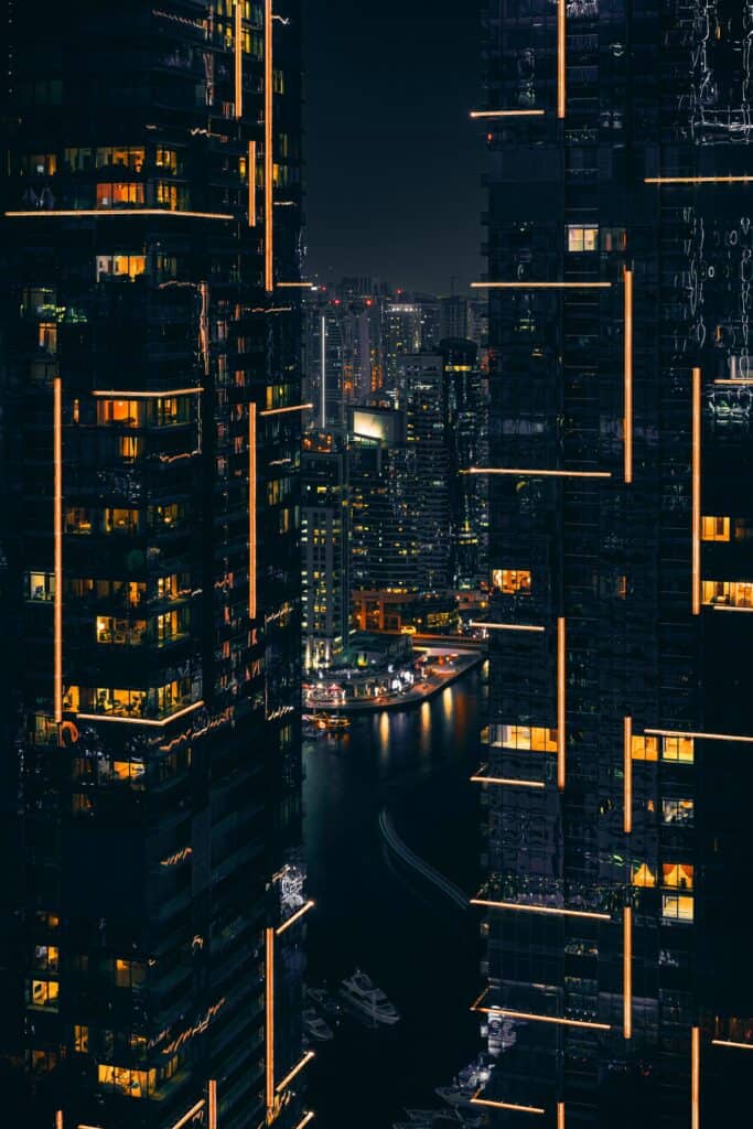 Dubai dark buildings