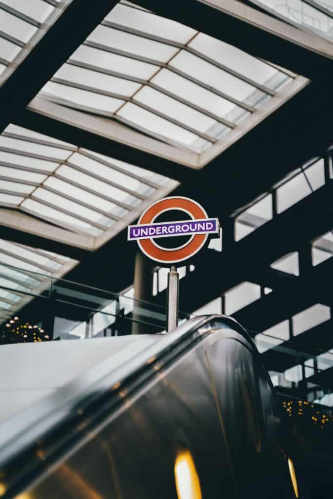 Underground tube in London UK